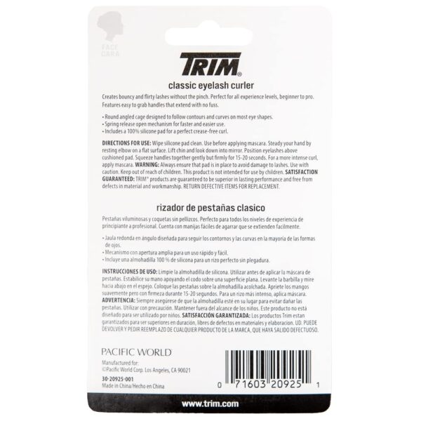 Trim Classic Eyelash Curler - Professional Makeup Tool Creates Eye-Opening & Lifted Lashes - 100% Silicone Cushioned Curler Pad - Made with Stainless Steel - Pinch Free Curl