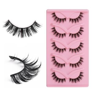 False Eyelashes Fox Eye 10 Pairs Pack 40D Natural Look Fluffy Wispy Cat Eye Lashes Soft Faux Mink Lashes Lightweight D-Curl Eyealshes (F7-2)