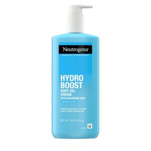 Neutrogena Hydro Boost Body Gel Cream, Hydrating Body Lotion with Hyaluronic Acid for Normal to Dry Skin, Lightweight Fragrance-Free Hyaluronic Acid Moisturizer, 16 OZ