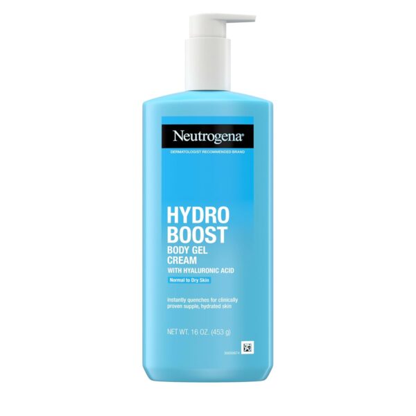 Neutrogena Hydro Boost Body Gel Cream, Hydrating Body Lotion with Hyaluronic Acid for Normal to Dry Skin, Lightweight Fragrance-Free Hyaluronic Acid Moisturizer, 16 OZ