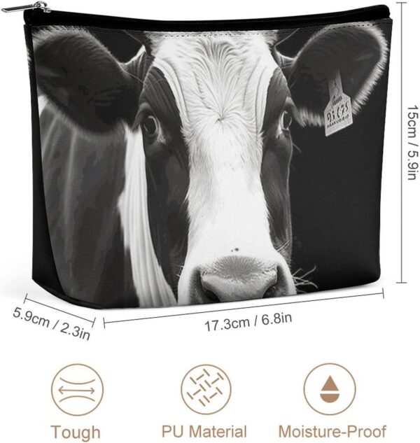Makeup Bag for Women Cosmetic Bags Animal Funny Cow Head Black White Travel Toiletry Bag Cute Zipper Make Up Bags Large Capacity Makeup Case Organizer Portable Makeup Pouch for Travelling Gift