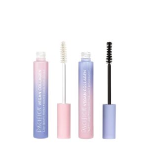 Pacifica Beauty Vegan Collagen Lash Serum and Primer & Fluffy Lash Mascara Duo Set, Makeup, Black Mascara, Volumizing, Lengthening, Conditioning, Vitamin B & E, Eyelash Serum, Eye Makeup (Set of 2)