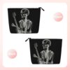 Linen Makeup Bag For Women, Waterproof Travel Cosmetic Organizer Lightweight Zipper Travel Toiletry Bag Organizer Abstract X-Ray Skull Skeleton Playing Guitar Makeup Brushes Storage Bag
