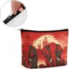 Makeup Bag for Women Cosmetic Bags Elephants Red Travel Toiletry Bag Cute Zipper Make Up Bags Large Capacity Make Up Case Organizer Portable Makeup Pouch for Travelling Gift