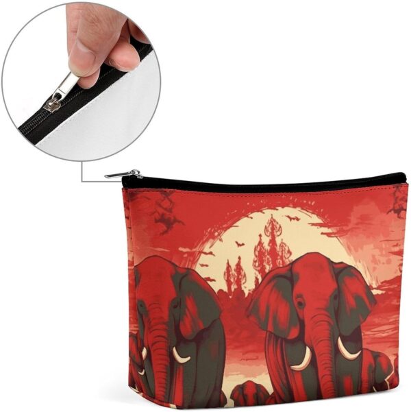 Makeup Bag for Women Cosmetic Bags Elephants Red Travel Toiletry Bag Cute Zipper Make Up Bags Large Capacity Make Up Case Organizer Portable Makeup Pouch for Travelling Gift