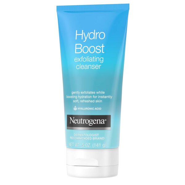 Neutrogena Hydro Boost Gentle Exfoliating Daily Facial Cleanser with Hyaluronic Acid, Clinically Proven to Increase Skin's Hydration Level, Non-Comedogenic Oil-, Soap- & Paraben-Free, 5 Oz, 3 Pack