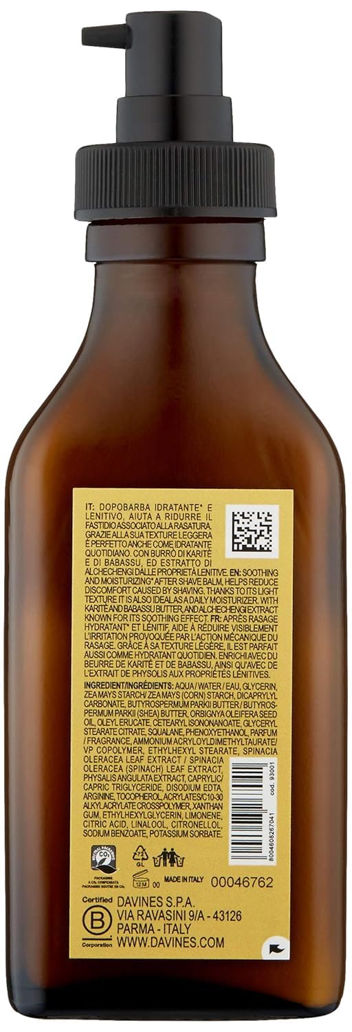 61ER0NdDdCL._SL1500_.jpg Davines Pasta & Love Men's After Shave & Moisturizing Cream, Hydrating and Soothing with Babassu and Karite Butter, 3.38 fl. Oz.