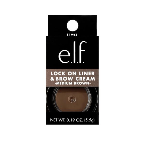 e.l.f. Lock On Liner And Brow Cream Sculpts and Defines Eyebrows Medium Brown 0.19 Oz (5.5g)