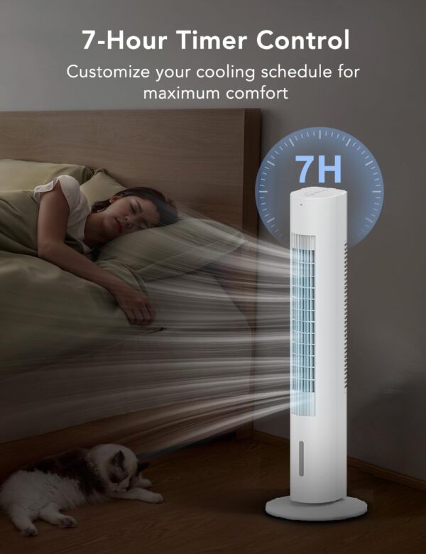 35 INCH Evaporative Air Cooler, 3-IN-1 Quiet Portable Air Conditioners with 3 Speed, 50W Energy Saving Oscillating Cooling Fan, 7H Smart Timer, Remote, Windowless Air Conditioner White