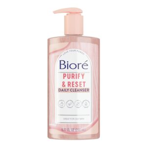 Bioré Rose Quartz + Charcoal Daily Purifying Cleanser, Oil Free Facial Cleanser Energizes Skin, Dermatologist Tested and Cruelty Free, 6.77 oz
