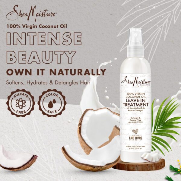 SheaMoisture Leave-In Hair Treatments with 100% Virgin Coconut Oil, Manuka Honey, and Mafura Oil, 8 Ounce