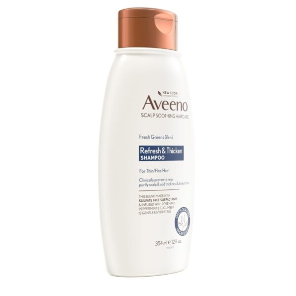 Aveeno, Fresh Greens Blend Sulfate-Free Shampoo with Rosemary, Peppermint & Cucumber to Thicken & Nourish, Clarifying & Volumizing Shampoo for Thin or Fine Hair, Paraben-Free, 12oz