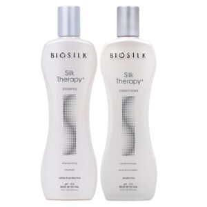 BioSilk Silk Therapy Duo Set Shampoo & Conditioner, Gentle Cleansing Haircare For Amazing Shine, Sulfate, Paraben, & Cruelty-Free, 12 Oz (Pack of 2)