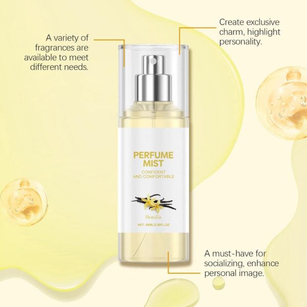 iiniim Unisex Vanilla Perfume Body Spray 88ML for Women and Men Long Lasting Fragrance Sweet Comfortable Lightweight Non Greasy Fresh Scent All Day Wear Yellow One Size