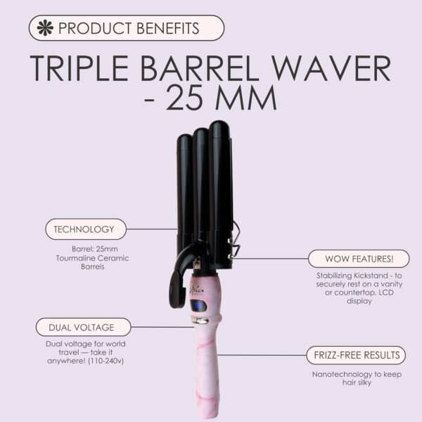 Aria Beauty The Waver - Hair Waver Tool for Beachy Boho and 90’s Hollywood Glam Waves - Suitable for All Hair Types - Pink Marble - 1 pc