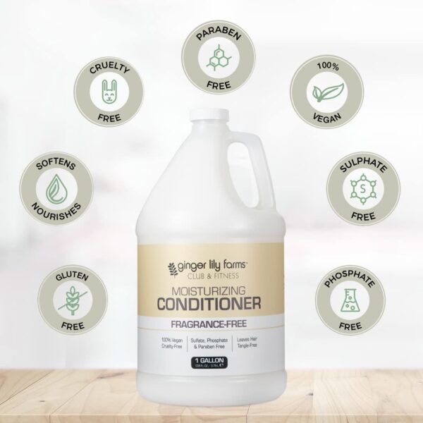 Ginger Lily Farms Club & Fitness Moisturizing Conditioner for Dry Hair, 100% Vegan & Cruelty-Free, Fragrance Free, 1 Gallon (128 fl oz) Refill