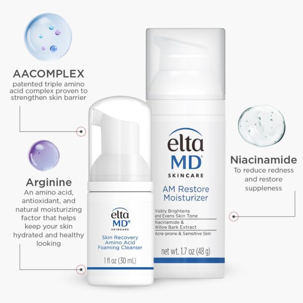 EltaMD AM Restore Face Moisturizer for Women and Men, Light Moisturizer Face Cream, Made with Niacinamide and Hyaluronic Acid, 1.7 oz Pump