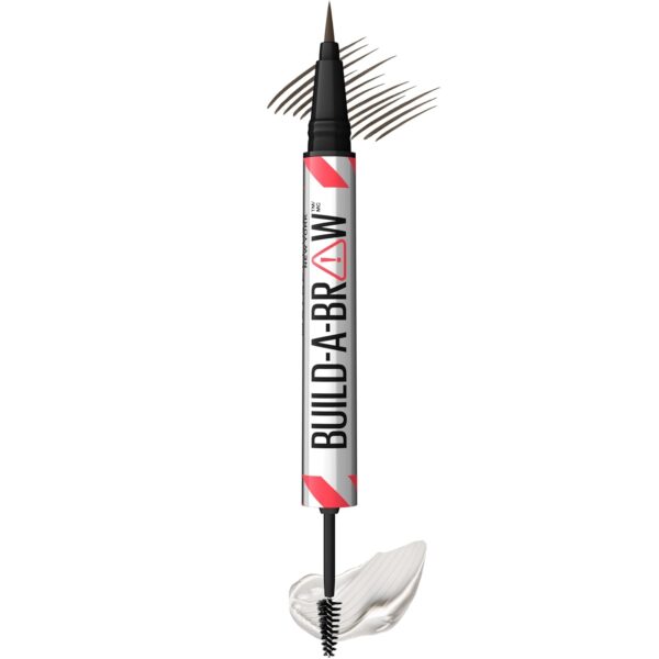 Maybelline Build-A-Brow 2-in-1 Brow Pen and Sealing Eyebrow Gel, Eyebrow Makeup for Real-Looking, Fuller Brows, Black Brown, 1 Count