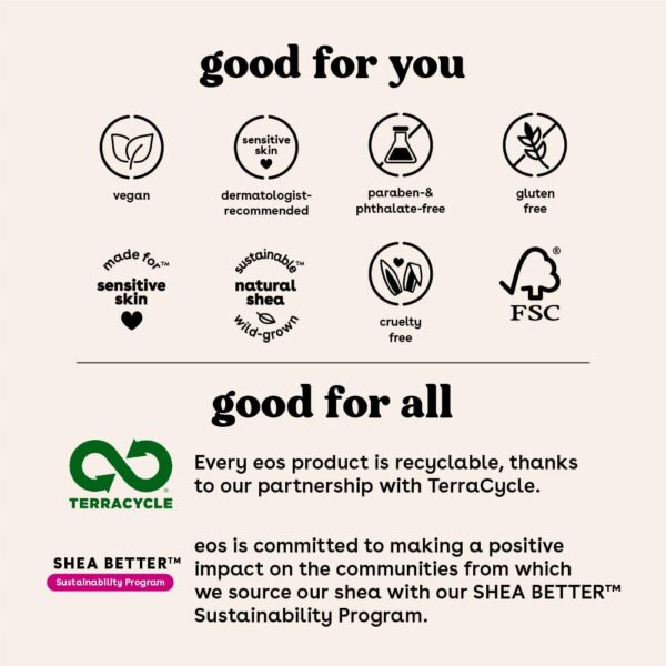 eos Plant-Based Vegan Lip Salve - Strawberry Sorbet, 100% Natural Formula, Made with Upcycled Olive Squalane, Cruelty-Free Lip Balm, 0.42 oz