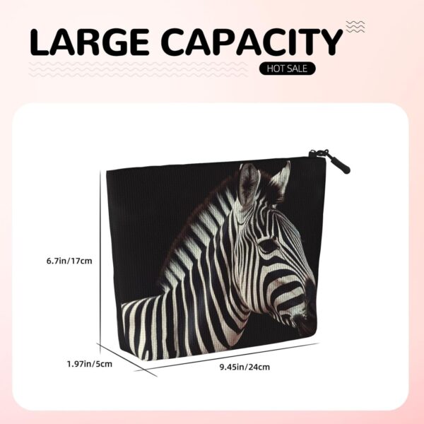 Linen Makeup Bag For Women, Waterproof Travel Cosmetic Organizer Lightweight Zipper Travel Toiletry Bag Organizer Animal Zebra Makeup Brushes Storage Bag