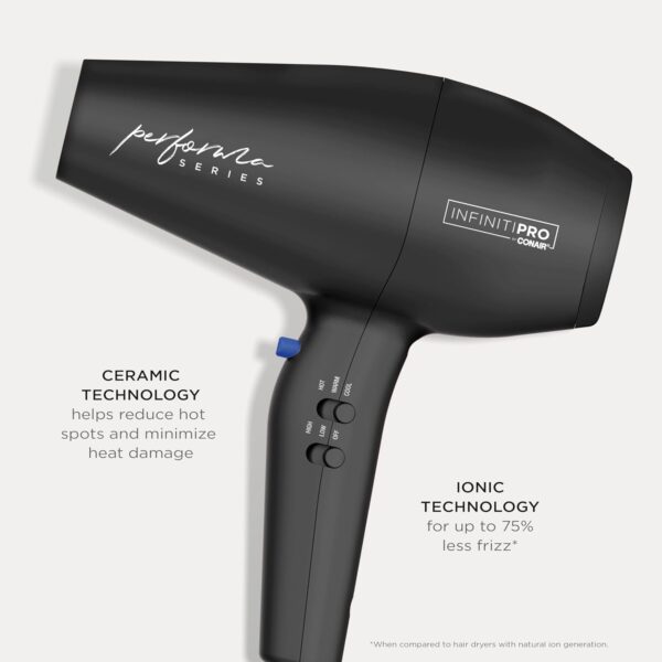 Conair Infiniti Pro Hair Dryer with Diffuser Plus 2 Other Attachments and Drawstring Storage Bag | Performa Series Hair Dryer | Blow Dryer with Professional Performance Motor | Black