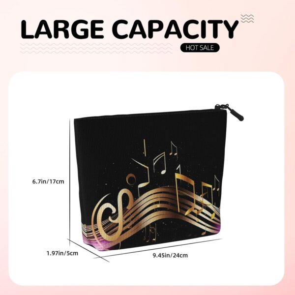 Linen Makeup Bag For Women, Waterproof Travel Cosmetic Organizer Lightweight Zipper Travel Toiletry Bag Organizer Novel Music Note Makeup Brushes Storage Bag