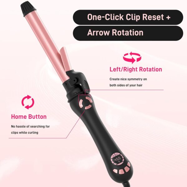 Rotating Curling Iron - 1 Inch Automatic Curling Iron for Fast Long-Lasting Curler Waves, Dual Voltage Automatic Hair Curler with Adjustable Temp and LCD Display for Effortless Beach Waves, Rose Gold