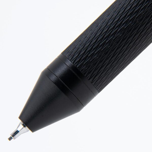 Monteverde USA Quadro 4-in-1 Multifunction Pen - Black Finish - Three Ballpoint Colors & Mechanical Pencil - Durable Brass Barrel with Knurled Grip - Portable & Refillable