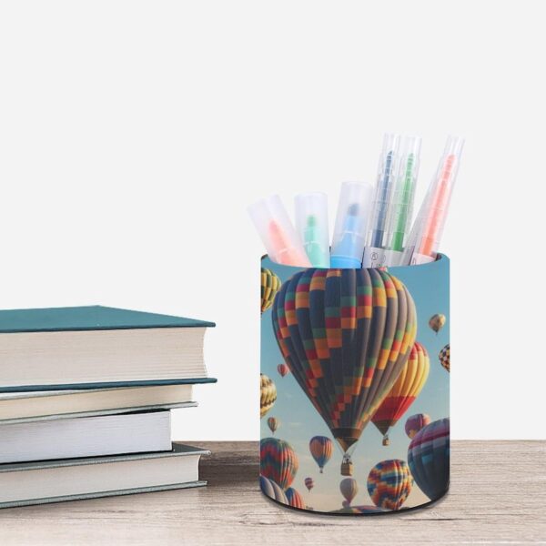 Pen Holder for Desk Modern Leather Pencil Holder Colorful Hot Air Balloon Pencil Container Office Desk Accessories Makeup Brush Storage Pen Cup Pencil Caddy for Office Home Art Supply