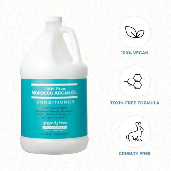 Ginger Lily Farms Salon Formula 100% Pure Morocco Argan Oil Conditioner for All Hair Types, 100% Vegan & Cruelty-Free, 1 Gallon, 128 Fl Oz (Pack of 1) Refill