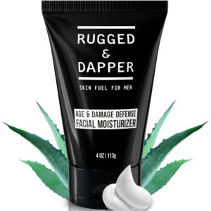 RUGGED & DAPPER - Age Defense Face Moisturizer for Men | 4oz | Hydrating Mens Face Lotion | Unscented + Anti- Aging Formula for Clear Skin | Natural Ingredients | Made in USA