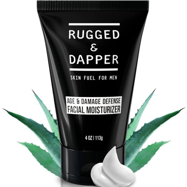 RUGGED & DAPPER - Age Defense Face Moisturizer for Men | 4oz | Hydrating Mens Face Lotion | Unscented + Anti- Aging Formula for Clear Skin | Natural Ingredients | Made in USA