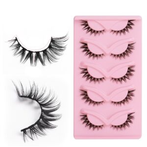 False Eyelashes Fox Eye 10 Pairs Pack 40D Natural Look Fluffy Wispy Cat Eye Lashes Soft Faux Mink Lashes Lightweight D-Curl Eyealshes (F7-5)