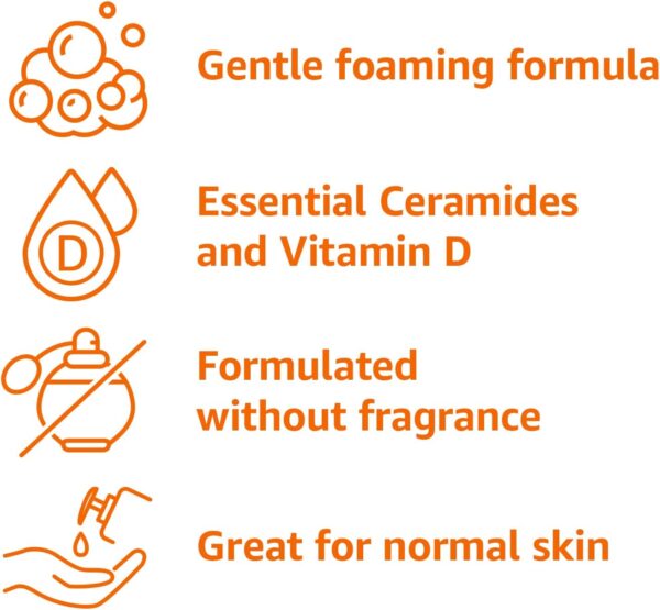 Amazon Basics Cleanser Face Wash - Renewing Salicylic Acid with Ceramides & Vitamin D, 8 fl oz, 1-Pack