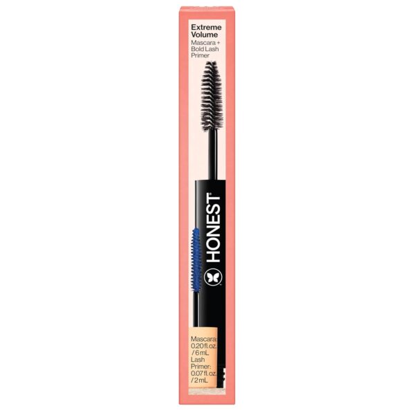 Honest Beauty 2-in-1 Extreme Volume Clean Mascara + Bold Lash Primer with Castor Oil | Maximum Volume + Curl | Vegan + Safe for Sensitive Eyes | Black, .27 fl oz