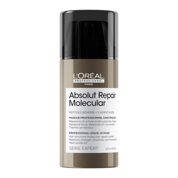 L'Oréal Professionnel Paris Absolut Repair Molecular Leave In Mask - Smooths and Strengthens Hair For All Damaged Hair Types, Protects from Heat