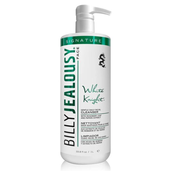 Billy Jealousy White Knight Gentle Daily Facial Cleanser with Non-Abrasive Exfoliators Ideal for All Skin Types, Men's Face Wash Formulated with Apple Amino Acids & Papaya Extract