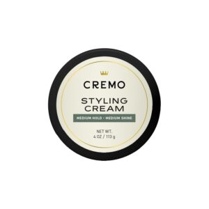Cremo Hair Styling Cream, Barber Grade, Medium Hold, Medium Shine Hair Products, 4 Oz