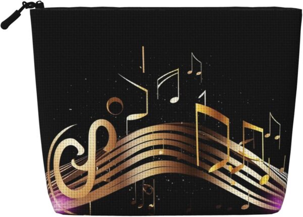 Linen Makeup Bag For Women, Waterproof Travel Cosmetic Organizer Lightweight Zipper Travel Toiletry Bag Organizer Novel Music Note Makeup Brushes Storage Bag