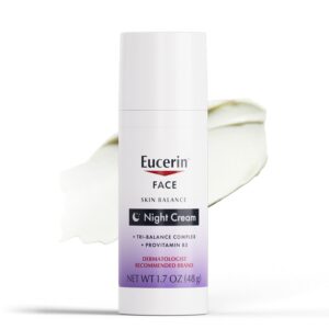 Eucerin Skin Balance Night Cream, Sensitive Skin Face Moisturizer Enriched with Tri-Balance Complex, 1.7 Oz Bottle