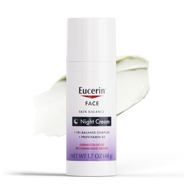 Eucerin Skin Balance Night Cream, Sensitive Skin Face Moisturizer Enriched with Tri-Balance Complex, 1.7 Oz Bottle