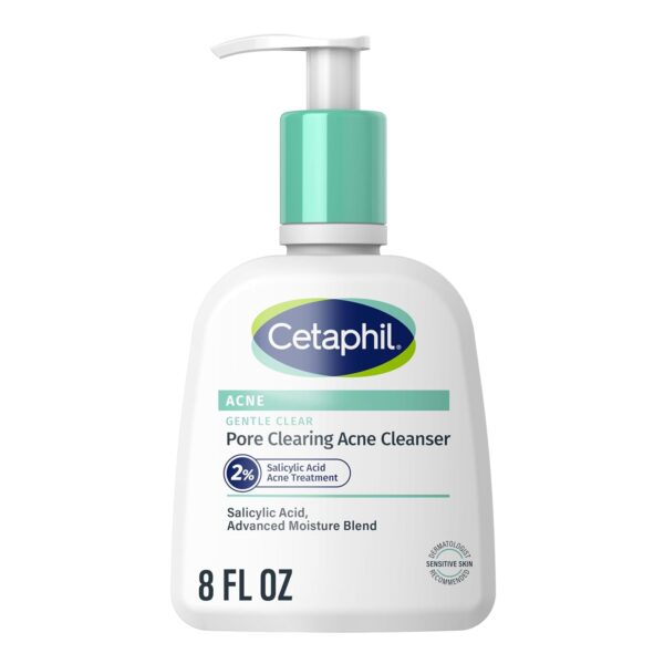 Cetaphil Gentle Clear Pore Clearing Acne Cleanser, Foaming Gel Cleanser for Sensitive, Acne-Prone Skin, 8 Fl Oz Pump Bottle, 2% Salicylic Acid, Gently Exfoliates, Dermatologist Recommended Brand
