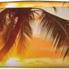 Tropical Beach Palm Tree Sunset Pencil Pouch Large Capacity Pencil Case Leather Cosmetic Bag Office Desk Organizer Coin Pouch Portable Zipper Toiletry Bag for Travel Outdoor