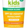 Babyganics SPF 50 Mineral Sunscreen Lotion, Sheer Blend, UVA UVB Protection, Octinoxate & Oxybenzone Free, Water Resistant, Totally Tropical, 3 oz