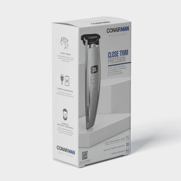 ConairMAN Beard Trimmer for Men, for Face and Mustache, Wet/Dry Beard and Stubble Trimmer, Flex Contouring Head with 15 Precise Settings and Premium