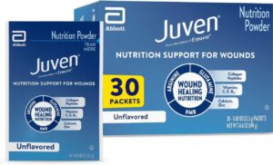 Juven Therapeutic Nutrition Drink Powder Including Collagen Peptides, Amino Acids, and HMB For Wound Healing Support, Unflavored, 30 Packets