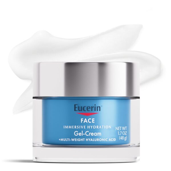 Eucerin Face Immersive Hydration Gel Cream with Hyaluronic Acid, Ultra-Lightweight Face Moisturizer Smooths Fine Lines and Wrinkles, 1.7 Oz Jar