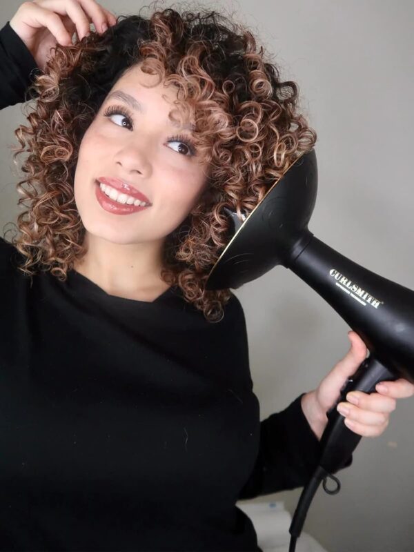 CURLSMITH Defrizzion Hair Dryer, for Curly Hair, with Extra Large 8" Diffuser for Fast Drying, 2 Speeds, 3 Heat Settings, Sustained Cool Setting with Minimal Heat Impact