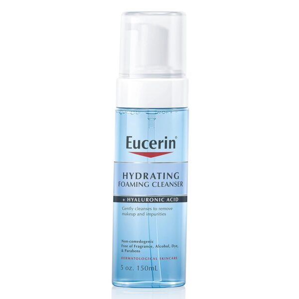 Eucerin Hydrating Foaming Daily Facial Cleanser with Hyaluronic Acid, 5 Fl Oz