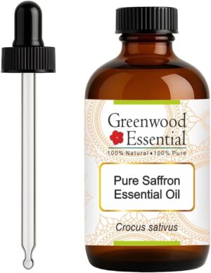 Pure Saffron Essential Oil (Crocus sativus) with Glass Dropper Steam Distilled 120ml (4 oz)